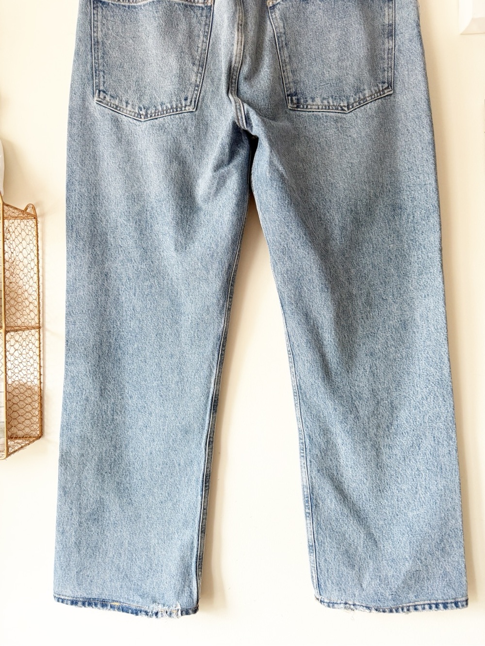 AGOLDE 90s Pinch High Rise Button Fly Distressed Jeans Endless Wash Size 34 - Picture 10 of 14